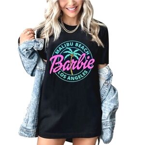 BARBIE Malibu Beach Los Angeles Palm Tree Graphic Tee T-Shirt NWT